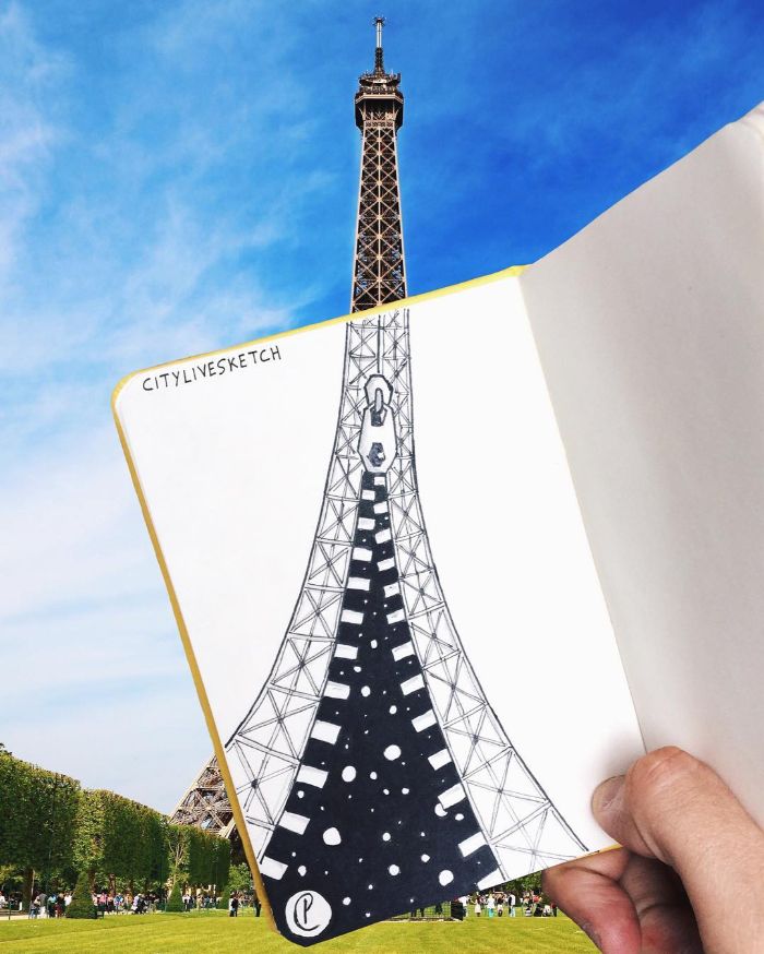 Drawings-Cartoons-Merged-With-Reality-Citylivesketch-Pietro-Cataudella