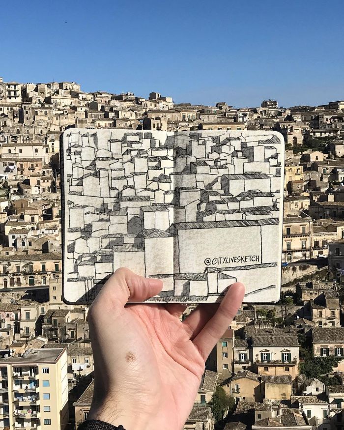 Drawings-Cartoons-Merged-With-Reality-Citylivesketch-Pietro-Cataudella