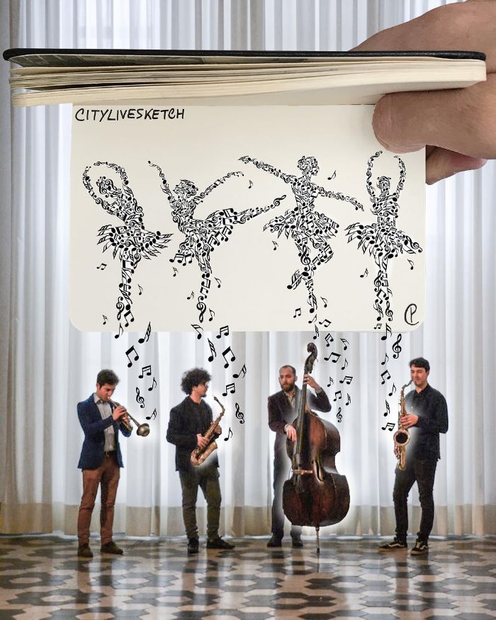 Drawings-Cartoons-Merged-With-Reality-Citylivesketch-Pietro-Cataudella