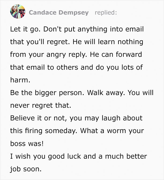 Person Asks How To Respond To Boss That Fired Them Via Email, Gets 9 Creative Answers Person Asks How To Respond To Boss That Fired Them Via Email, Gets 9 Creative Answers