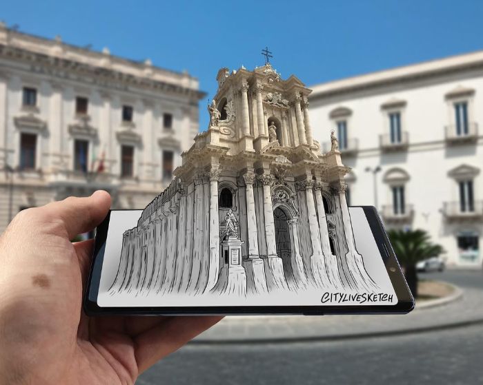 Drawings-Cartoons-Merged-With-Reality-Citylivesketch-Pietro-Cataudella