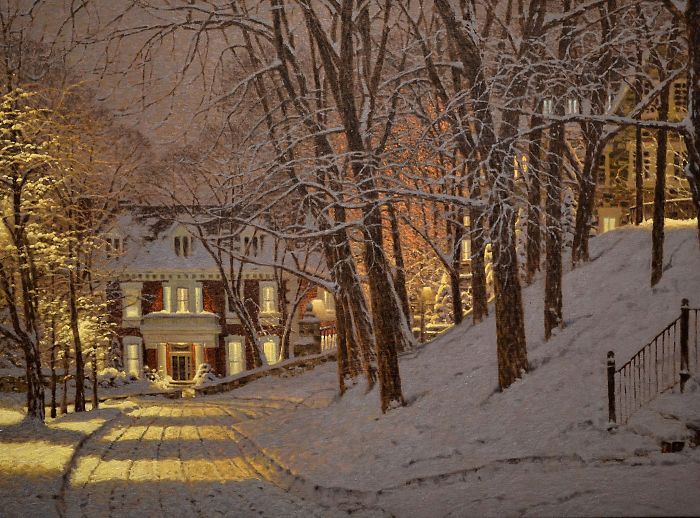 Canadian Artist Creates Beautiful Winter Paintings That Will Make Your Nights Warmer