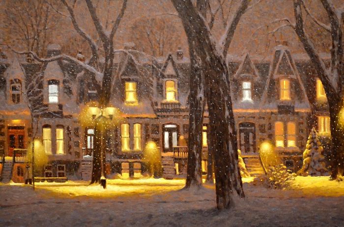 Canadian Artist Creates Beautiful Winter Paintings That Will Make Your Nights Warmer