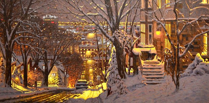 Canadian Artist Creates Beautiful Winter Paintings That Will Make Your Nights Warmer