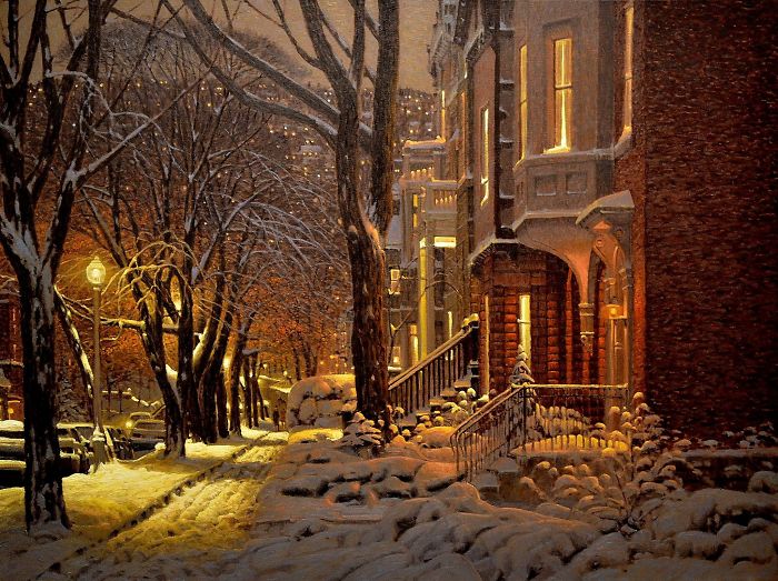 Canadian Artist Creates Beautiful Winter Paintings That Will Make Your Nights Warmer