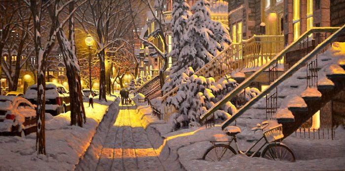 Canadian Artist Creates Beautiful Winter Paintings That Will Make Your Nights Warmer