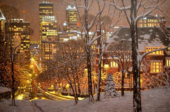 Canadian Artist Creates Beautiful Winter Paintings That Will Make Your Nights Warmer