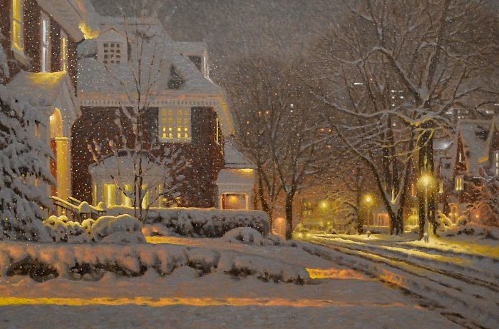 Canadian Artist Creates Beautiful Winter Paintings That Will Make Your Nights Warmer