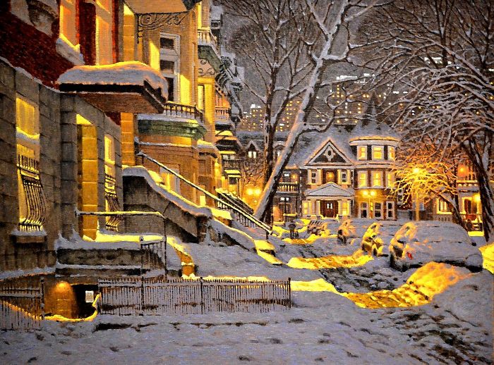 Canadian Artist Creates Beautiful Winter Paintings That Will Make Your Nights Warmer