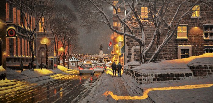 Canadian Artist Creates Beautiful Winter Paintings That Will Make Your Nights Warmer
