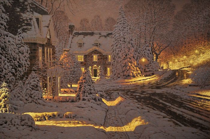 Canadian Artist Creates Beautiful Winter Paintings That Will Make Your Nights Warmer
