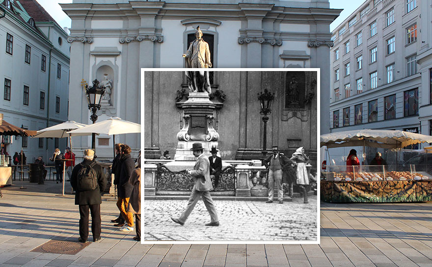 Street Scene On Mariahilfer Strasse 1900 vs. 2016