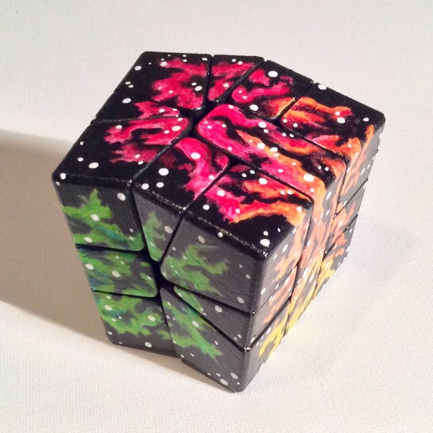 I Gave Up Canvas, Now I Paint On Rubik's Cubes. I Gave Up Canvas, Now I Paint On Rubik's Cubes.