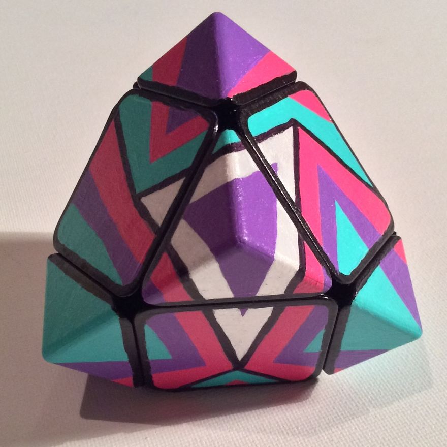 I Gave Up Canvas, Now I Paint On Rubik's Cubes.