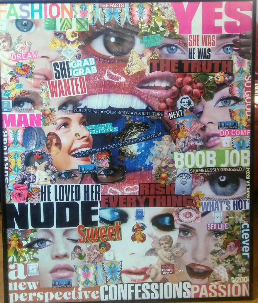 I Make Giant Collages On Timber, Using Old Postcards I Have Been Collecting For Many Years & Also Images I Cut Out Of Magazines.