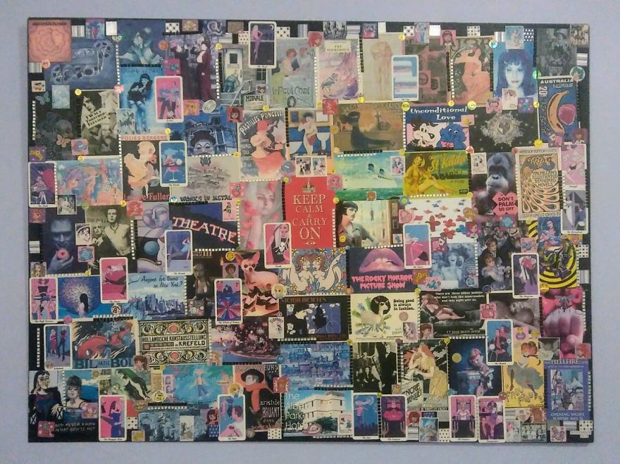 I Make Giant Collages On Timber, Using Old Postcards I Have Been Collecting For Many Years & Also Images I Cut Out Of Magazines.