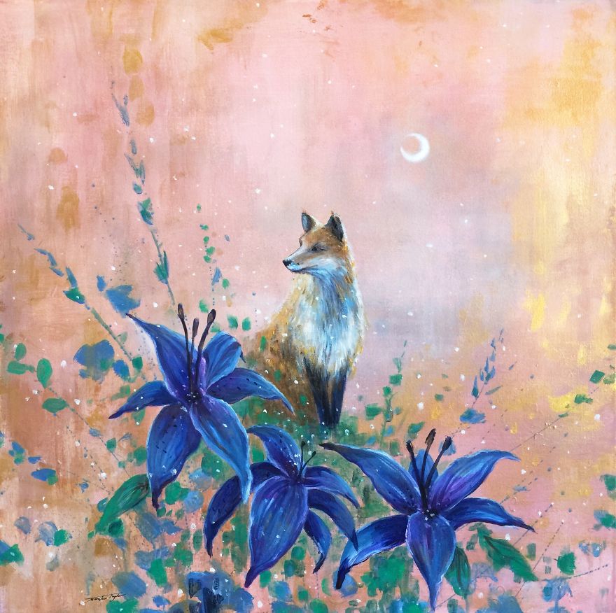 I Love To Paint Magical Creatures And Other Worlds, So Here’s My Newest Moon Fox Collection I Love To Paint Magical Creatures And Other Worlds, So Here’s My Newest Moon Fox Collection