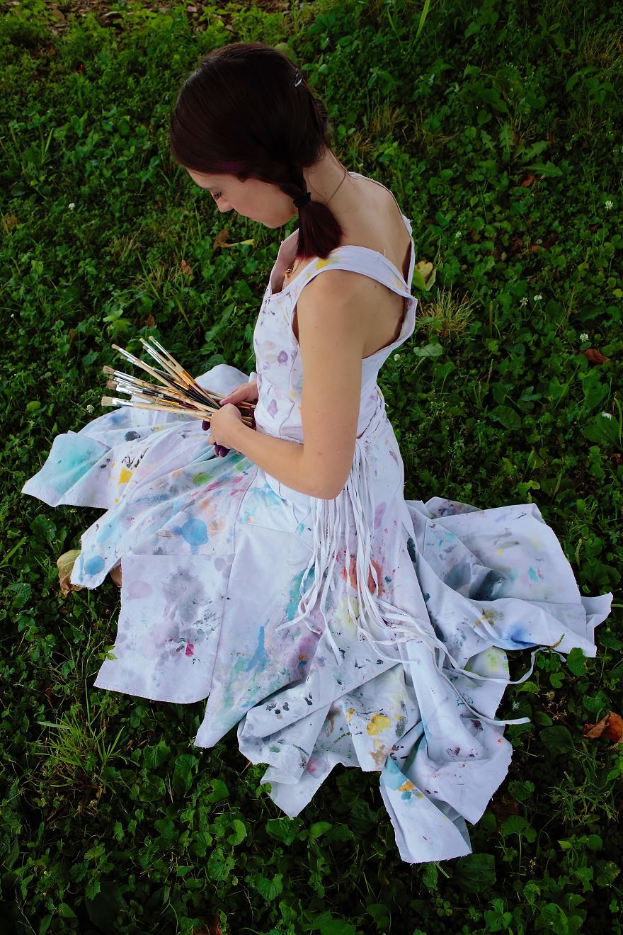 I Turned My Old Paint Aprons Into An Apron Dress. I Turned My Old Paint Aprons Into An Apron Dress.