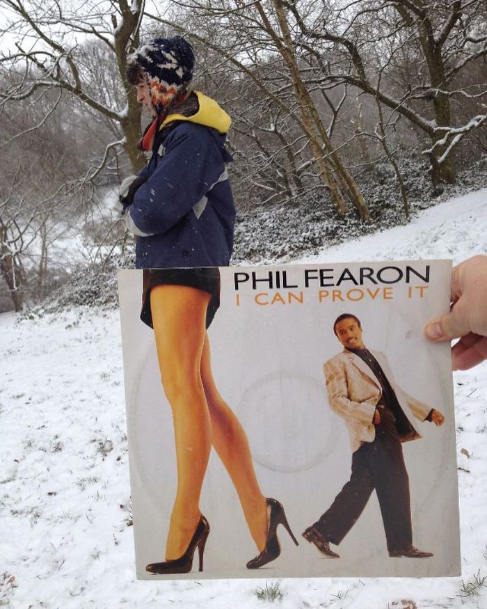 People Are Merging Old Vinyl Covers With Parts Of Their Bodies And The Result Is Amazing