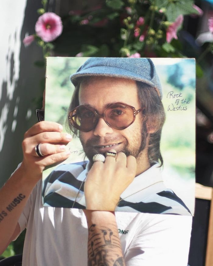 People Are Merging Old Vinyl Covers With Parts Of Their Bodies And The Result Is Amazing