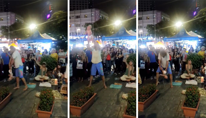 I Happen To Pass By This Area In Bukit Bintang And I Saw This Irresponsible Act By Russian Begpackers That Can Literally Cause Injury To That Poor Baby