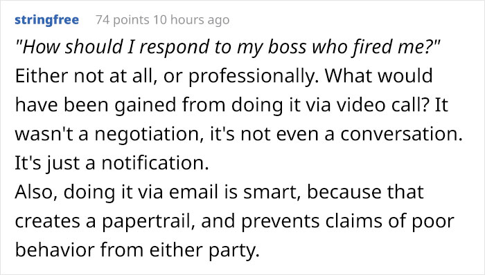 Person Asks How To Respond To Boss That Fired Them Via Email, Gets 9 Creative Answers Person Asks How To Respond To Boss That Fired Them Via Email, Gets 9 Creative Answers