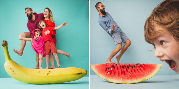 We Took Fun Pics Of Our Family With Giant Tropical Fruits (No Photoshop)