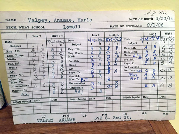 My Son Found A Report Card From Nearly 100 Years Ago In His Library Book