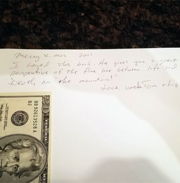 Took A Book From A Free Library - Found $20 And It Was Dated Christmas 2001