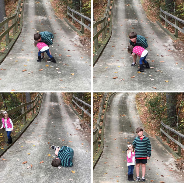 When Your 3 Year Old Sister Hits You In The Tenders Right Before A Photo