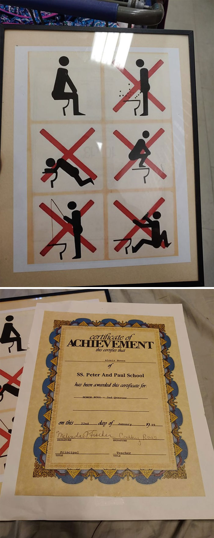 When I Took It Out, I Found An Honor Roll Certificate From 20 Years Ago From A School That Is Now Closed