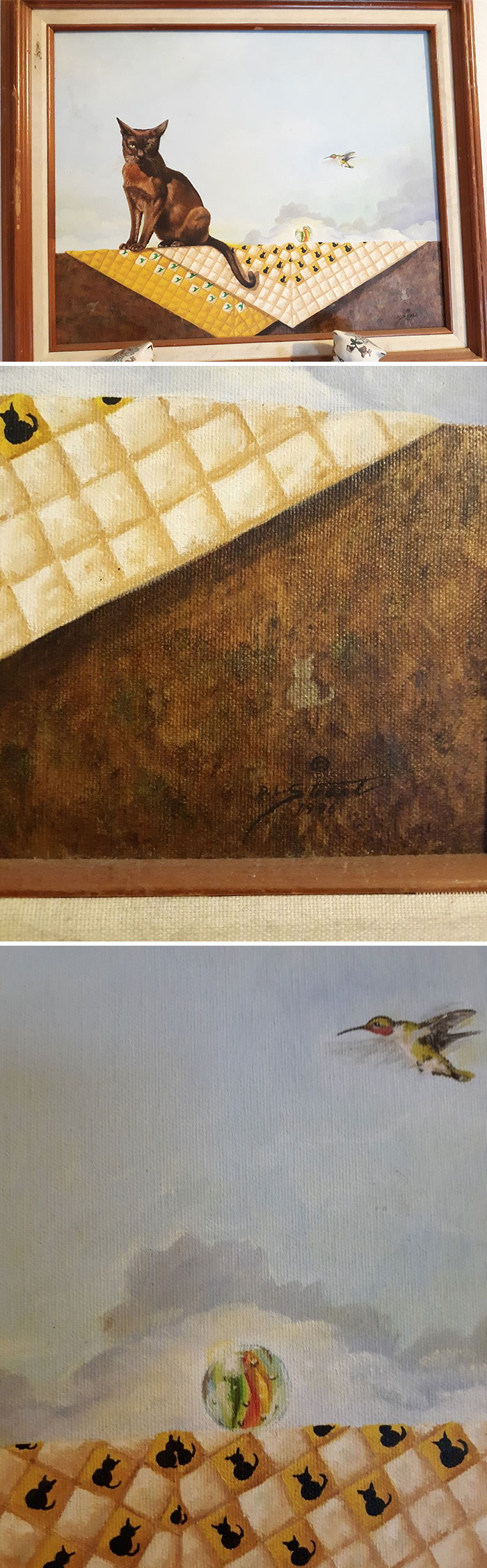 We Purchased This Painting For $4 From The Local Flea Market A Year Or Two Ago