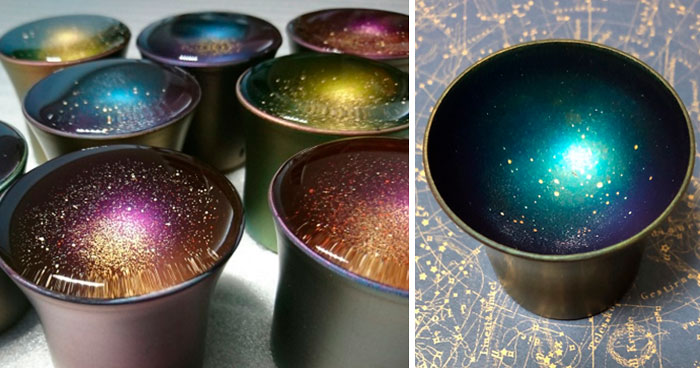 Clever Design Turns Ordinary Cups Into Liquid Galaxies When Something Is Poured Into Them