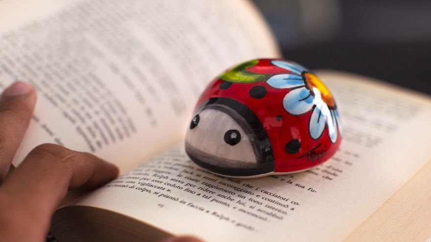 Ceramic Ladybug Figurine Hand Painted And Finished To The Smallest Details With Love In Italy