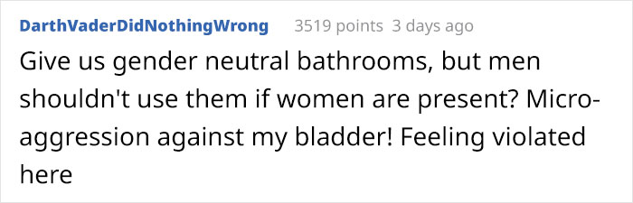 Woman Feels 'Violated' When A Man Uses A Gender Neutral Bathroom In Front Of Her Woman Feels 'Violated' When A Man Uses A Gender Neutral Bathroom In Front Of Her