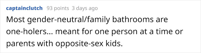 Woman Feels 'Violated' When A Man Uses A Gender Neutral Bathroom In Front Of Her Woman Feels 'Violated' When A Man Uses A Gender Neutral Bathroom In Front Of Her