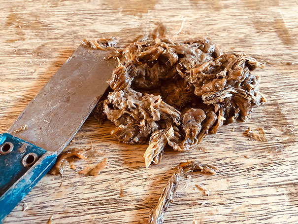 I Was Stripping The Varnish Off Of An Old Dresser, And Came Across Some Forbidden Pulled Pork
