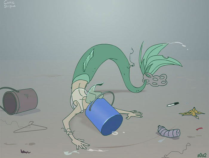 Artist Imagines A Little Mermaid Living In The XXI Century And It's Depressing