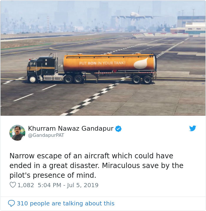 Pakistani Politician Just Publicly Posted A Video Of A Plane From GTA V And Praised The Pilot's Incredible Skills