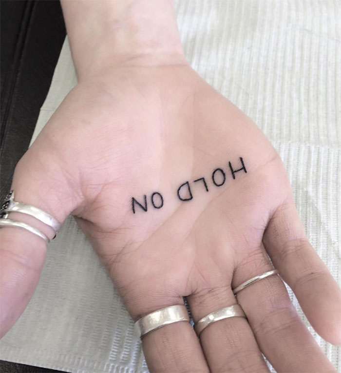 Hold On Palm Tattoo