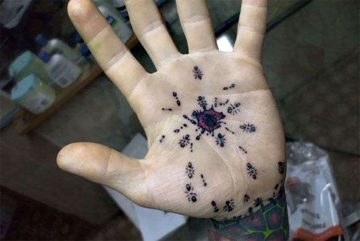 Ant Tattoo On Palm