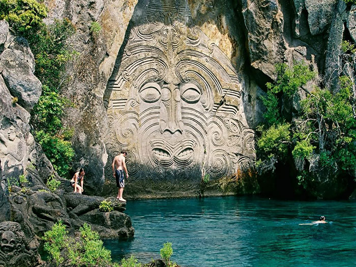 Maori Rock Carvings At Mine Bay