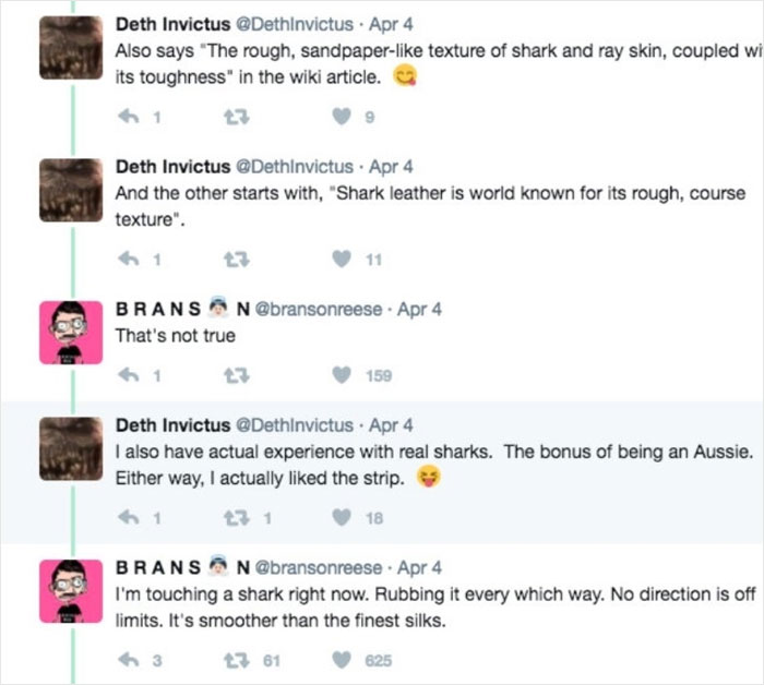 Comic panel showing an artist humorously debating shark texture misconceptions on social media.