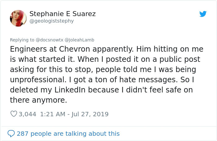 Engineer Calls This Scientist 'Unprofessional' Because Of Her Red Hair And Tattoos, She Bashes Him On Twitter Engineer Calls This Scientist 'Unprofessional' Because Of Her Red Hair And Tattoos, She Bashes Him On Twitter