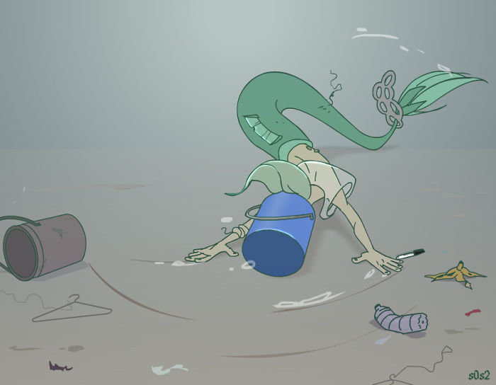 Artist Imagines A Little Mermaid Living In The XXI Century And It's Depressing