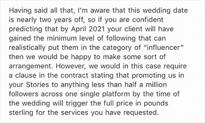 ‘Influencer’ Bride With 55K Followers Tries To Get Wedding Shot For Free, Photographers Destroy Her With Sarcastic Response