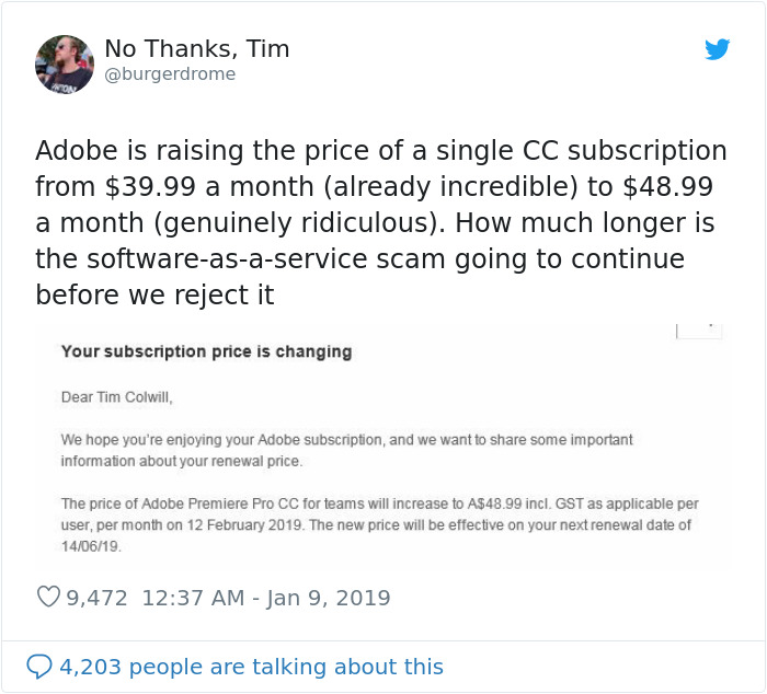 Person Tired Of Adobe Increasing The Prices Of Their Programs Posts List Of Free Alternatives Person Tired Of Adobe Increasing The Prices Of Their Programs Posts List Of Free Alternatives