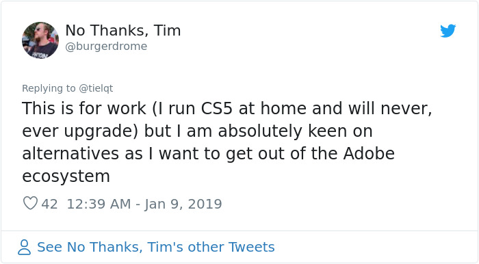 Person Tired Of Adobe Increasing The Prices Of Their Programs Posts List Of Free Alternatives