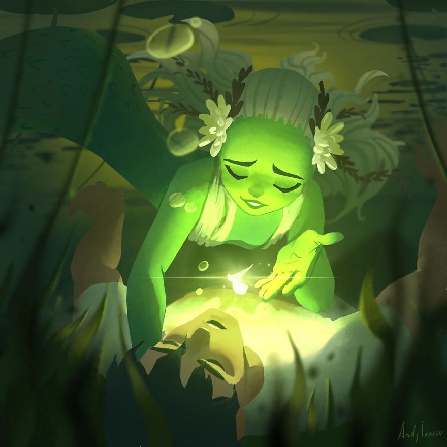 This Artist Illustrated A Story About A Green Mermaid That Hits People In The Feels This Artist Illustrated A Story About A Green Mermaid That Hits People In The Feels