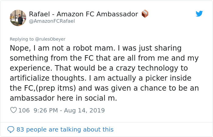 Twitter Users Get Suspicious Over Many Tweets From Amazon Employees That Promote Their Working Conditions Twitter Users Get Suspicious Over Many Tweets From Amazon Employees That Promote Their Working Conditions